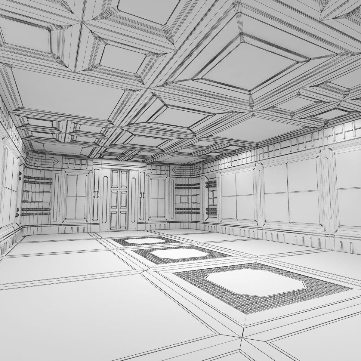 modular spaceship interior Low-poly 3D model_10
