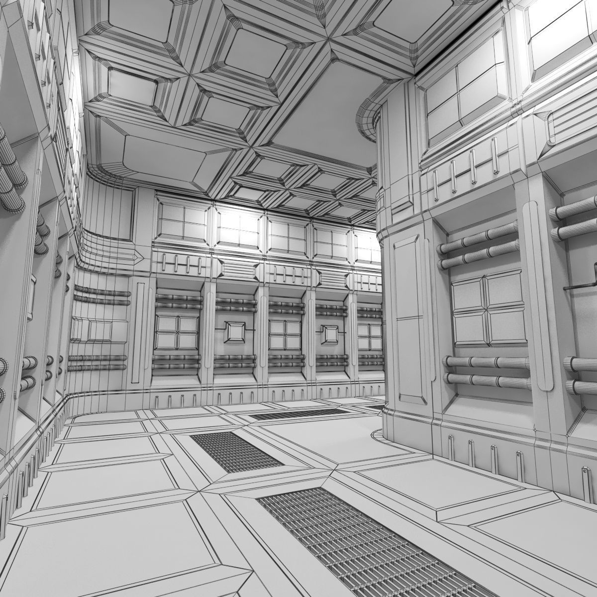 modular spaceship interior Low-poly 3D model_16