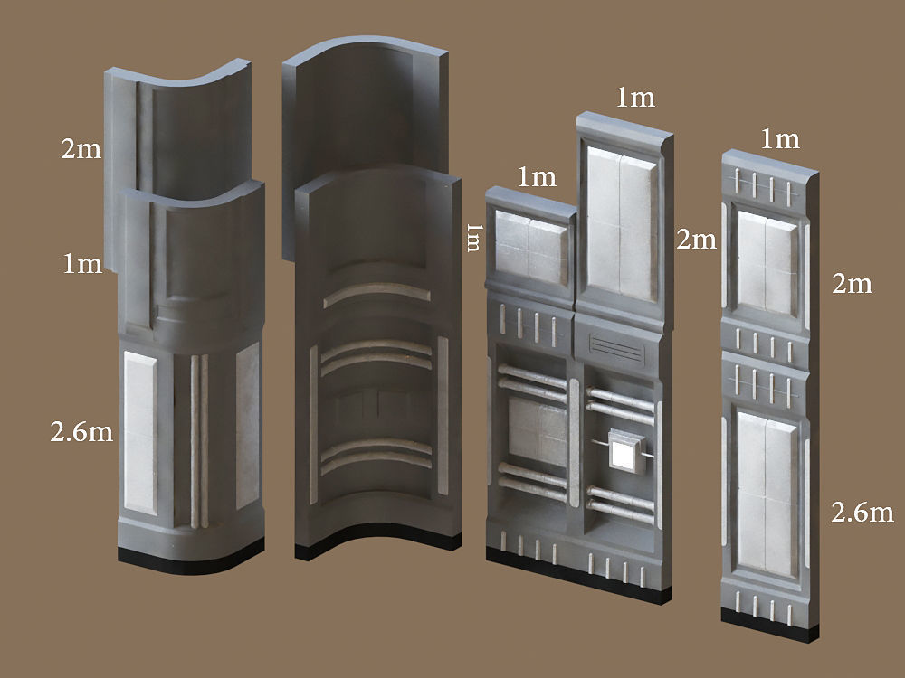 modular spaceship interior Low-poly 3D model_4