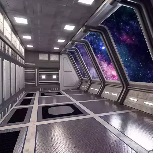 modular spaceship interior Low-poly 3D model