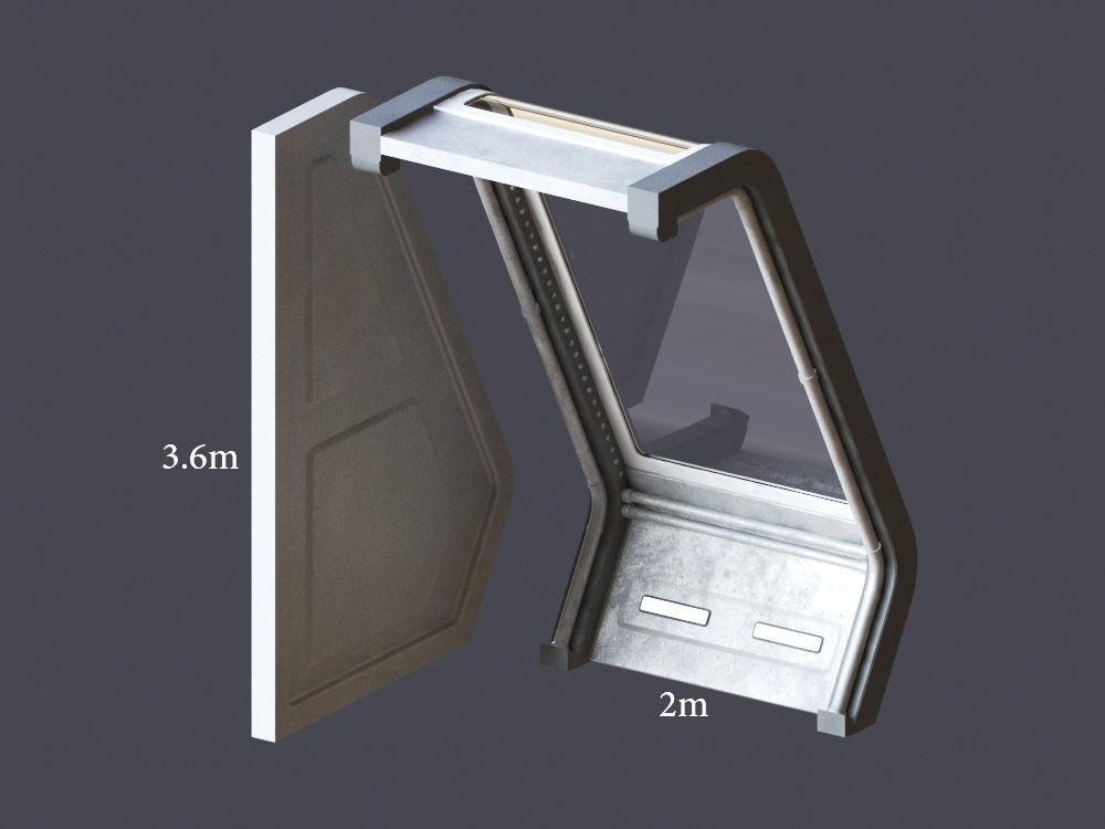 modular spaceship interior Low-poly 3D model_6