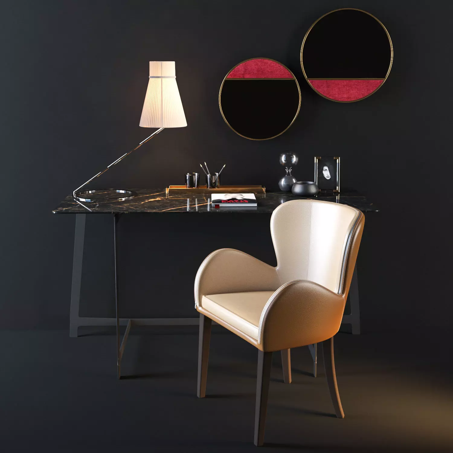 Borzalino Chair Table Decor Set 3D model