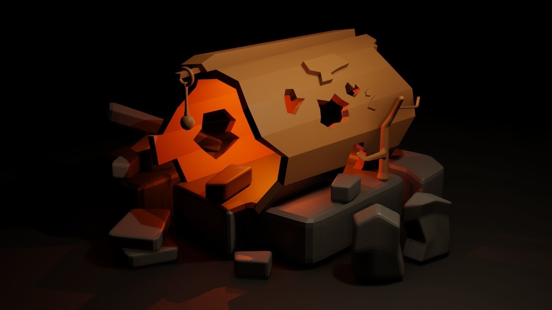 Decorative Log Free low-poly 3D model_1