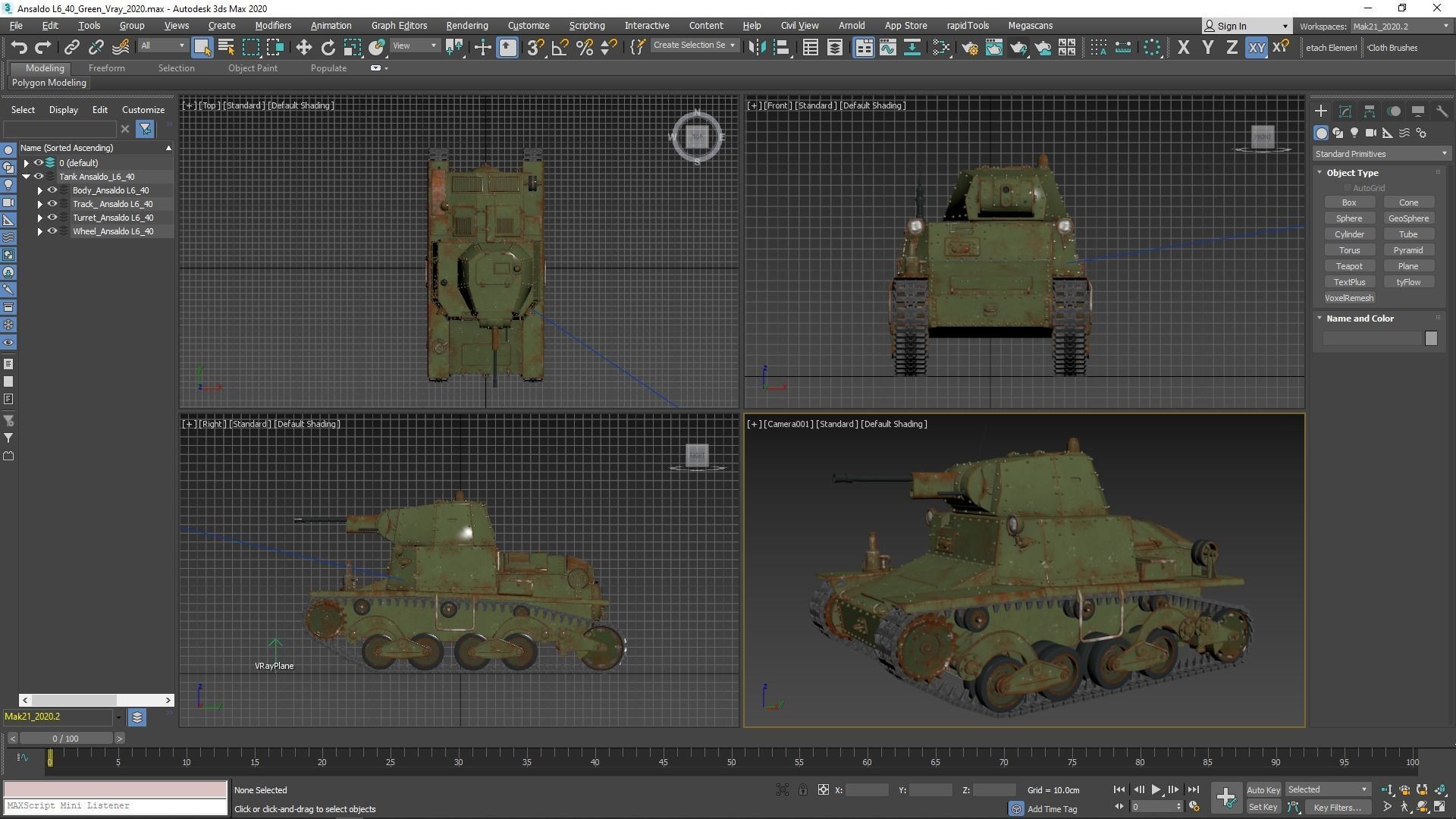 Tank L6 40 Green Ansaldo Fiat Italian Vray 3D model_28