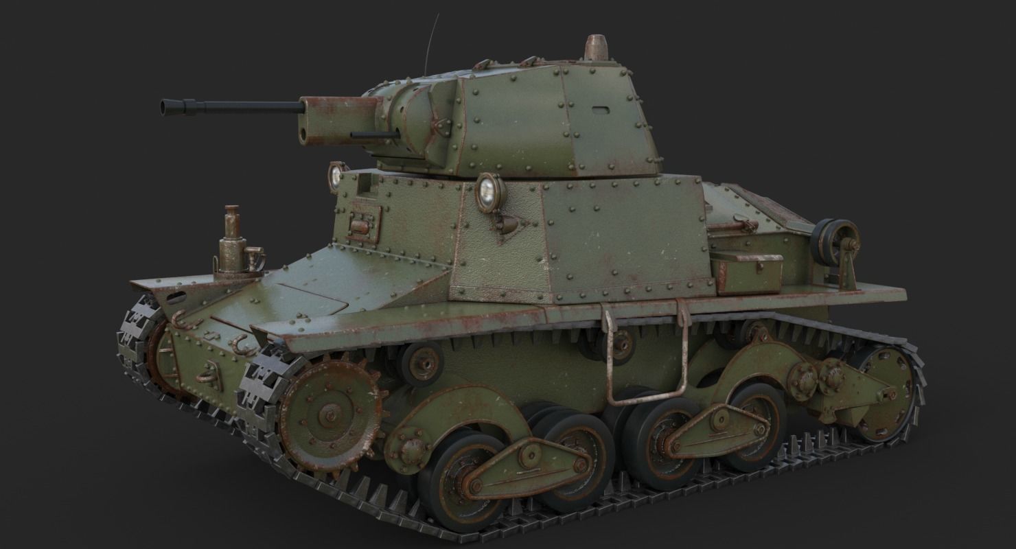 Tank L6 40 Green Ansaldo Fiat Italian Vray 3D model_9