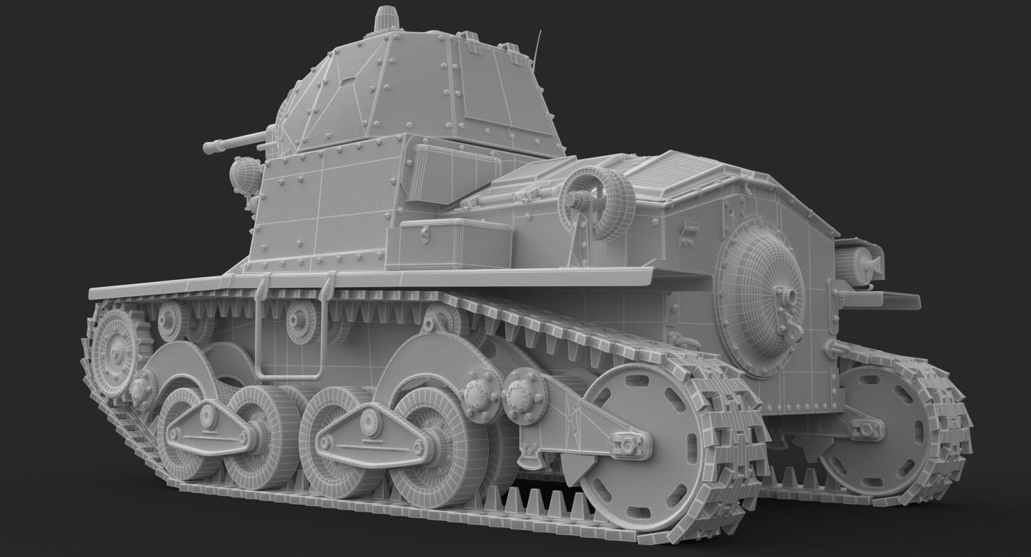 Tank L6 40 Green Ansaldo Fiat Italian Vray 3D model_25