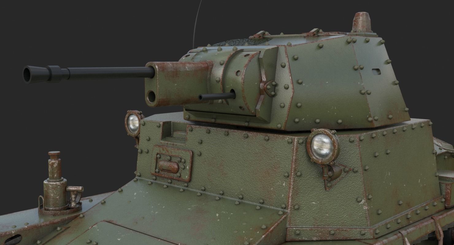 Tank L6 40 Green Ansaldo Fiat Italian Vray 3D model_14