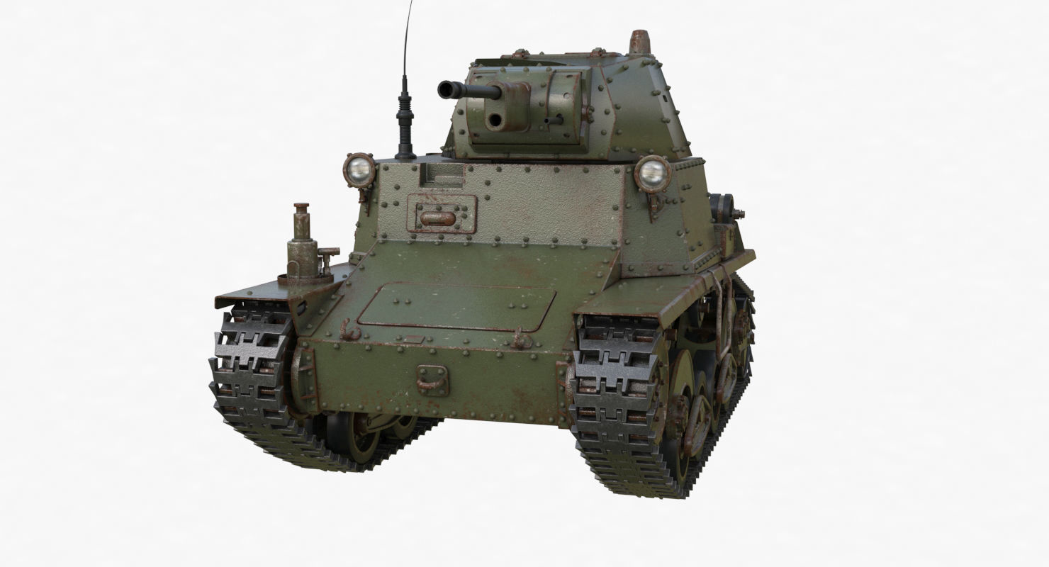 Tank L6 40 Green Ansaldo Fiat Italian Vray 3D model_34
