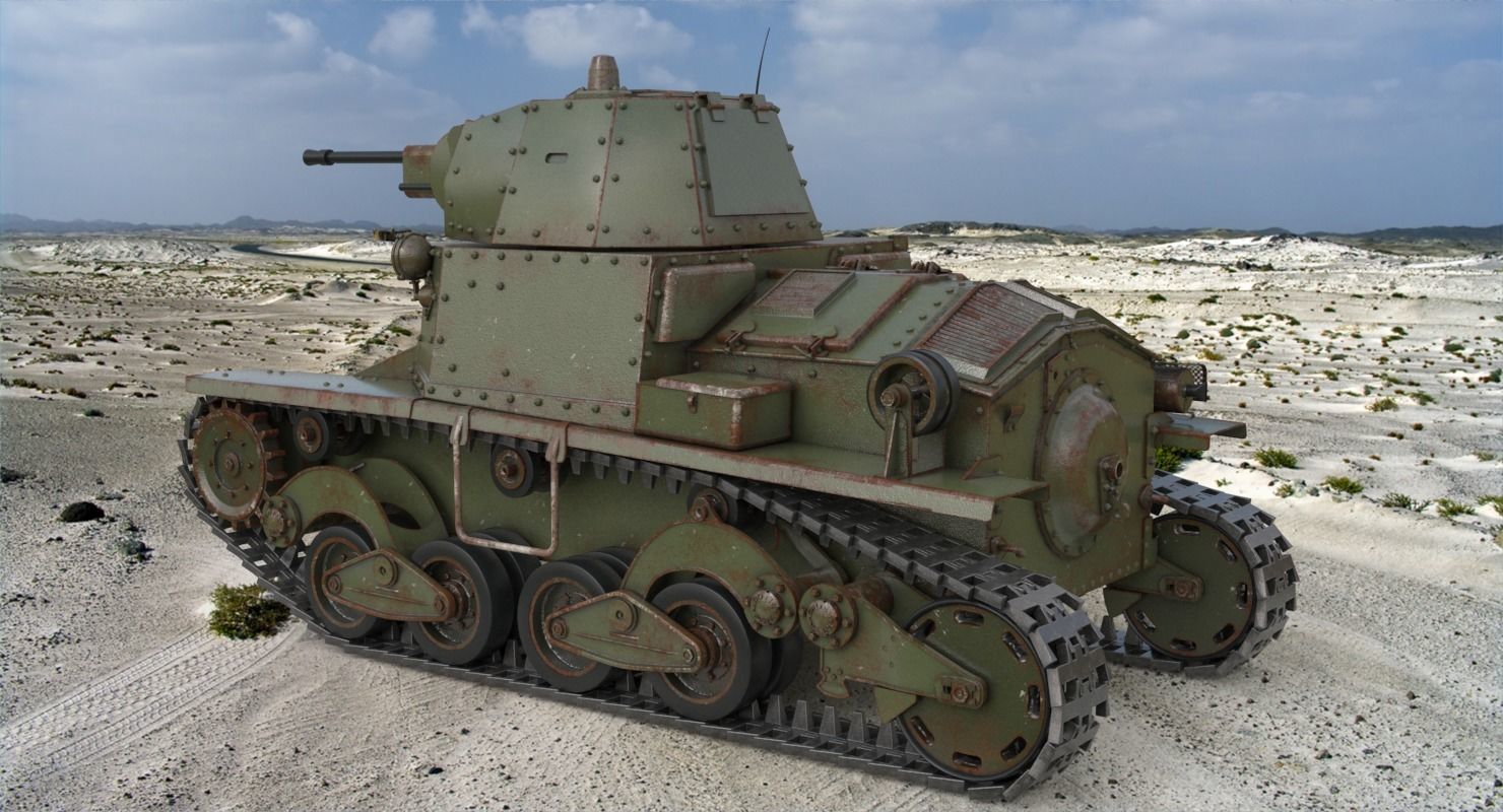 Tank L6 40 Green Ansaldo Fiat Italian Vray 3D model_2