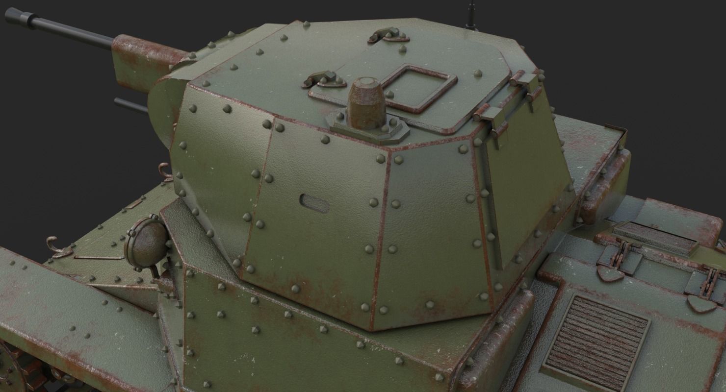 Tank L6 40 Green Ansaldo Fiat Italian Vray 3D model_15