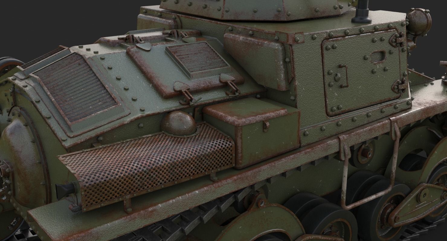 Tank L6 40 Green Ansaldo Fiat Italian Vray 3D model_18