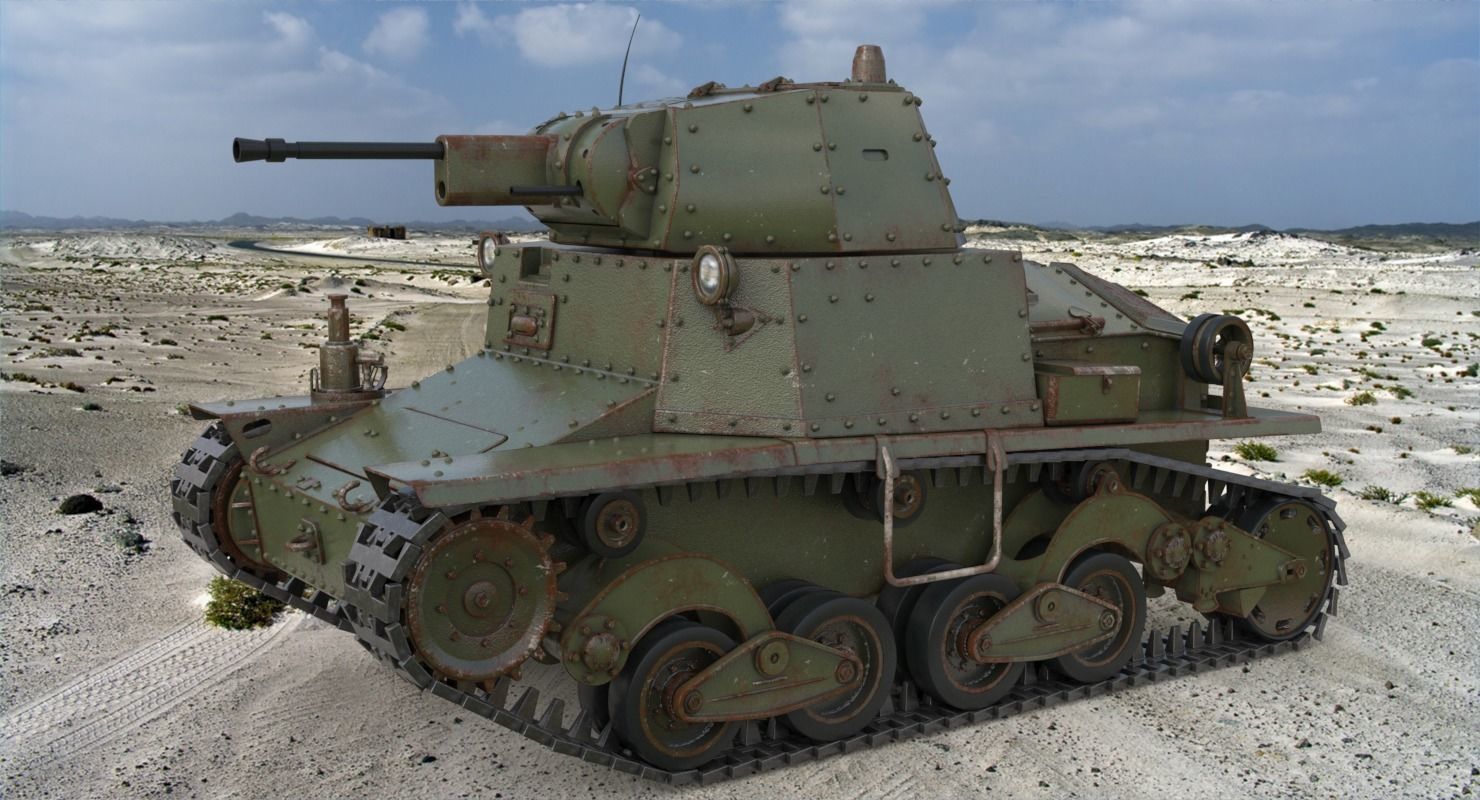 Tank L6 40 Green Ansaldo Fiat Italian Vray 3D model_1