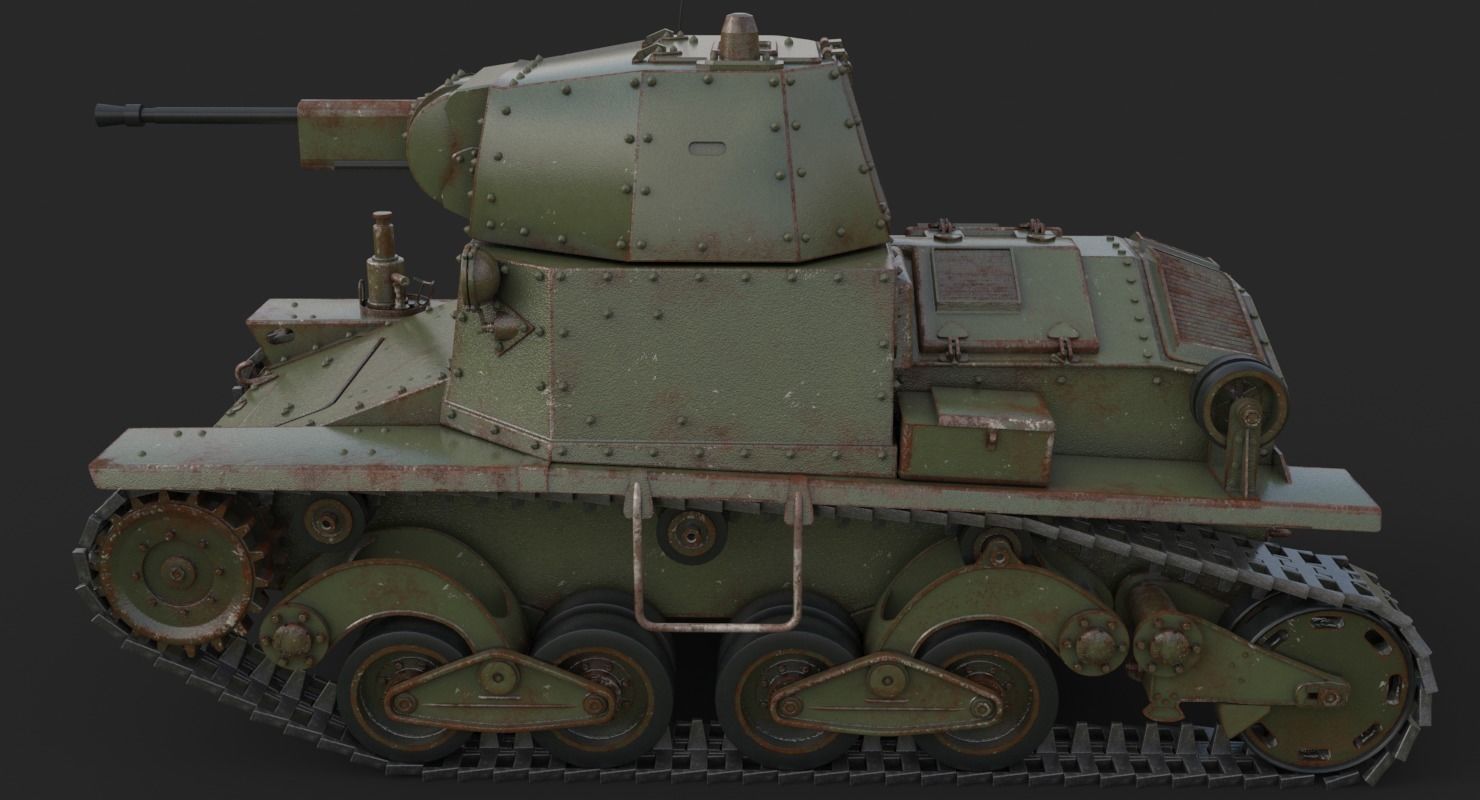 Tank L6 40 Green Ansaldo Fiat Italian Vray 3D model_8