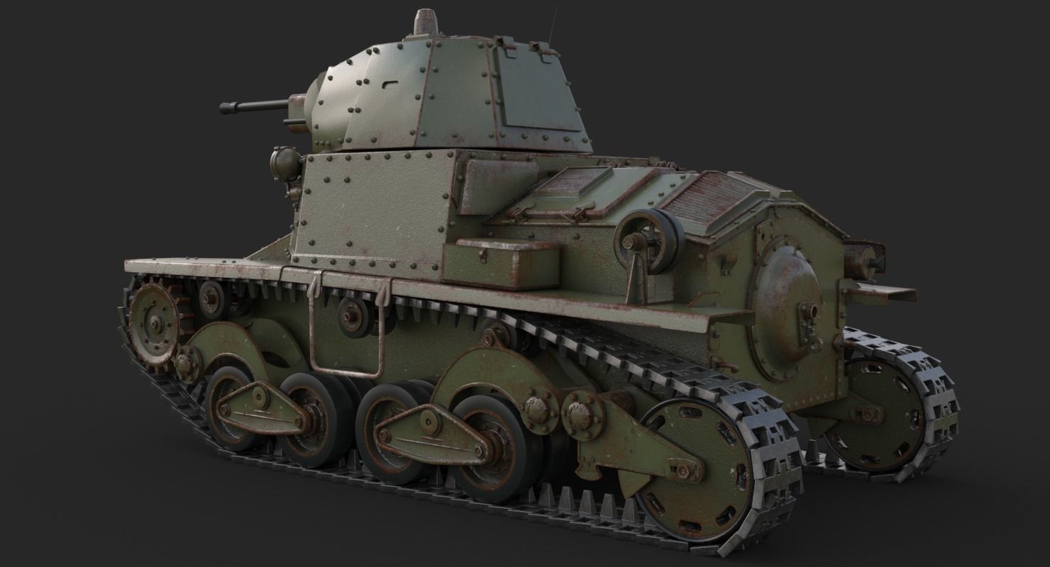 Tank L6 40 Green Ansaldo Fiat Italian Vray 3D model_7
