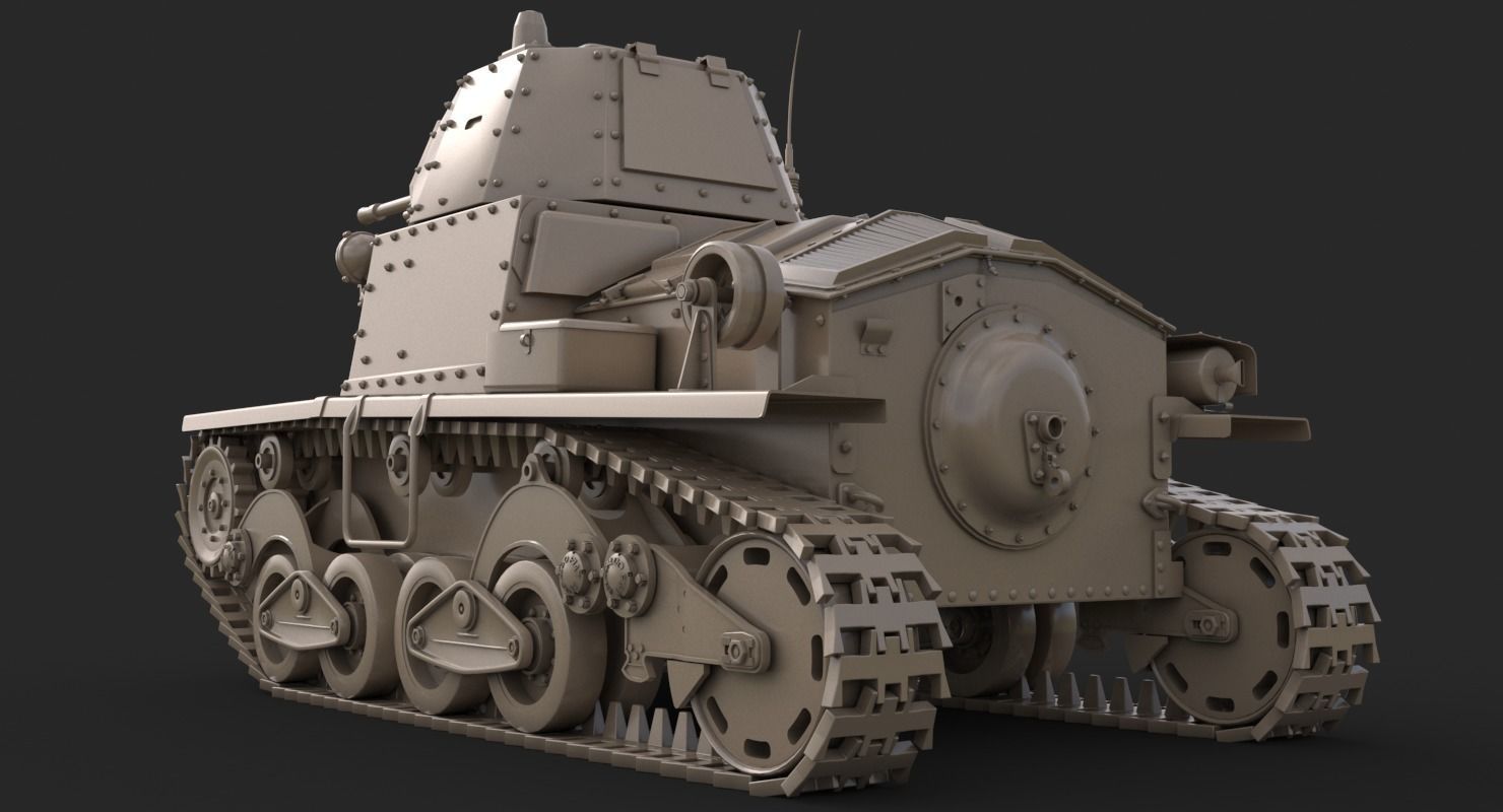 Tank L6 40 Green Ansaldo Fiat Italian Vray 3D model_23