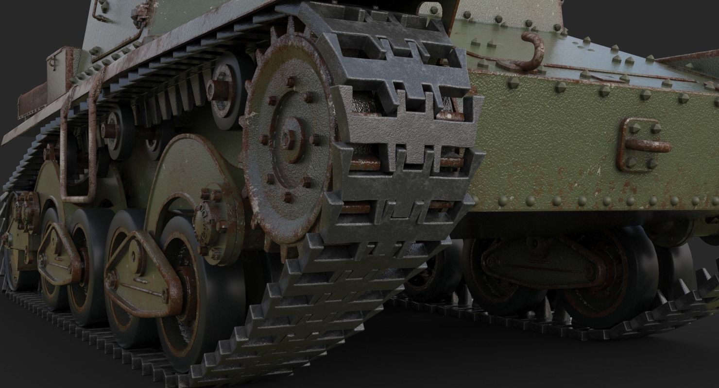 Tank L6 40 Green Ansaldo Fiat Italian Vray 3D model_17