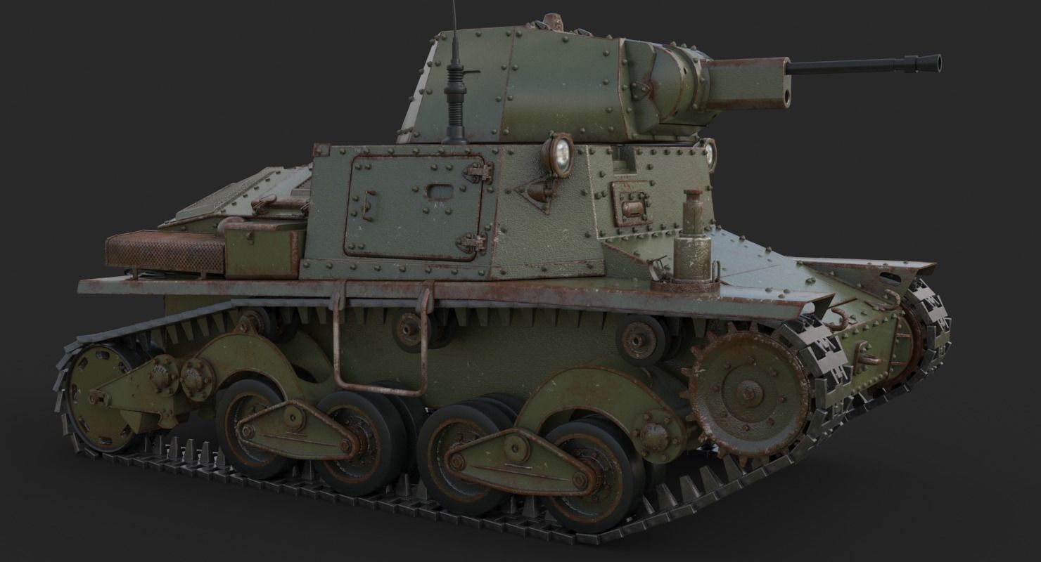 Tank L6 40 Green Ansaldo Fiat Italian Vray 3D model_13