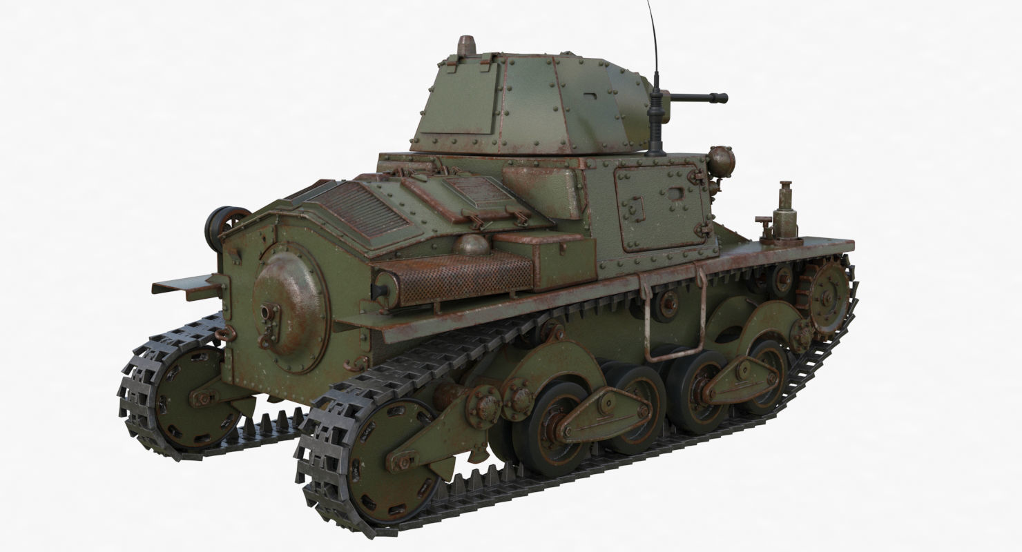 Tank L6 40 Green Ansaldo Fiat Italian Vray 3D model_47