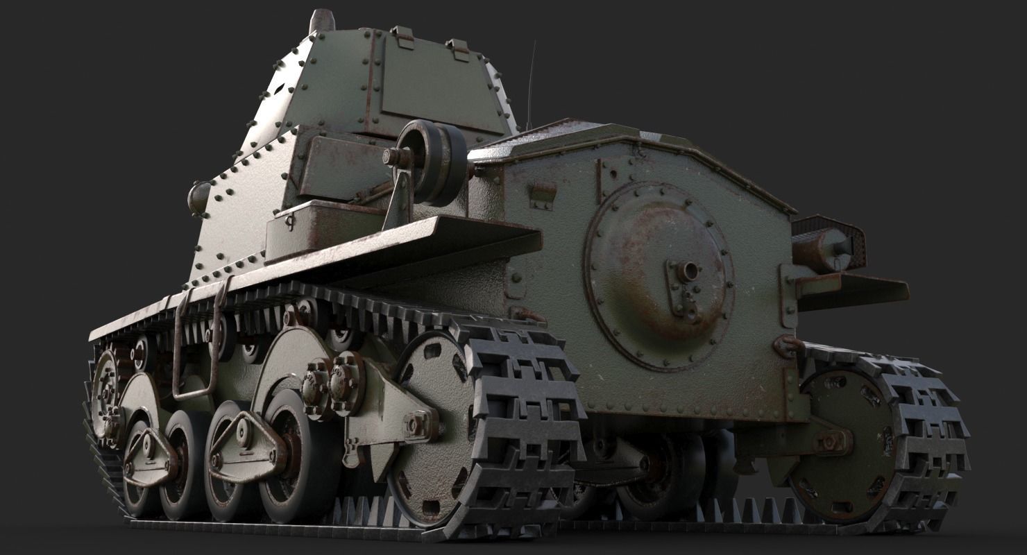 Tank L6 40 Green Ansaldo Fiat Italian Vray 3D model_5