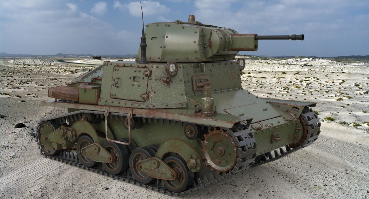 Tank L6 40 Green Ansaldo Fiat Italian Vray 3D model_3