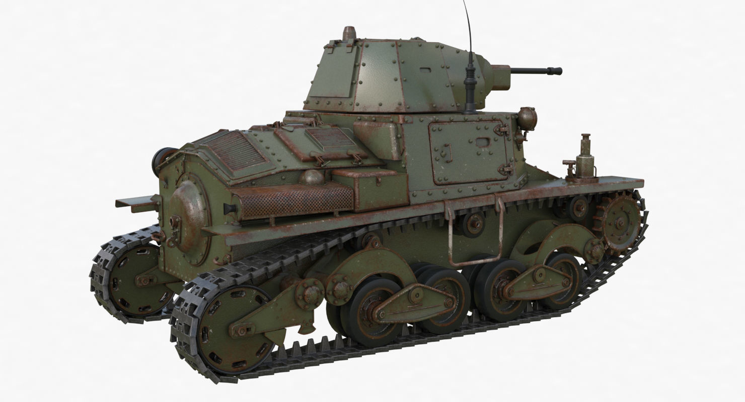 Tank L6 40 Green Ansaldo Fiat Italian Vray 3D model_46