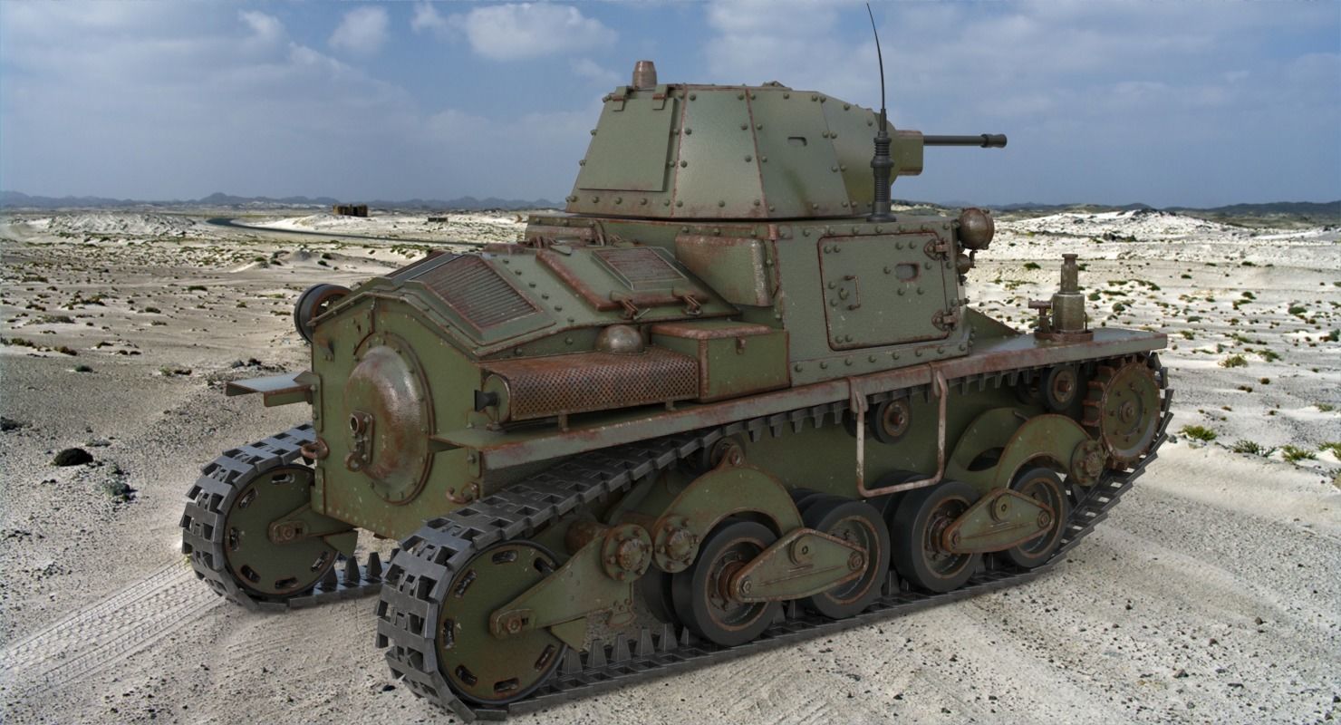 Tank L6 40 Green Ansaldo Fiat Italian Vray 3D model_4
