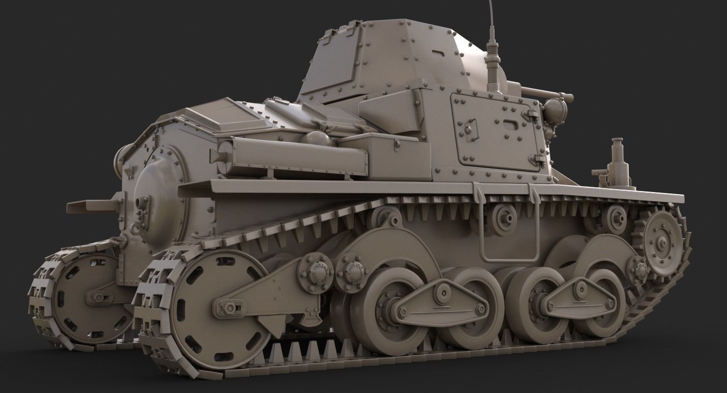 Tank L6 40 Green Ansaldo Fiat Italian Vray 3D model_22