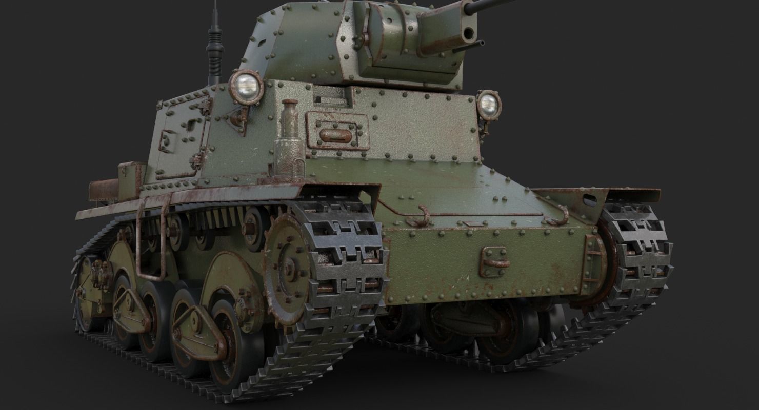 Tank L6 40 Green Ansaldo Fiat Italian Vray 3D model_16