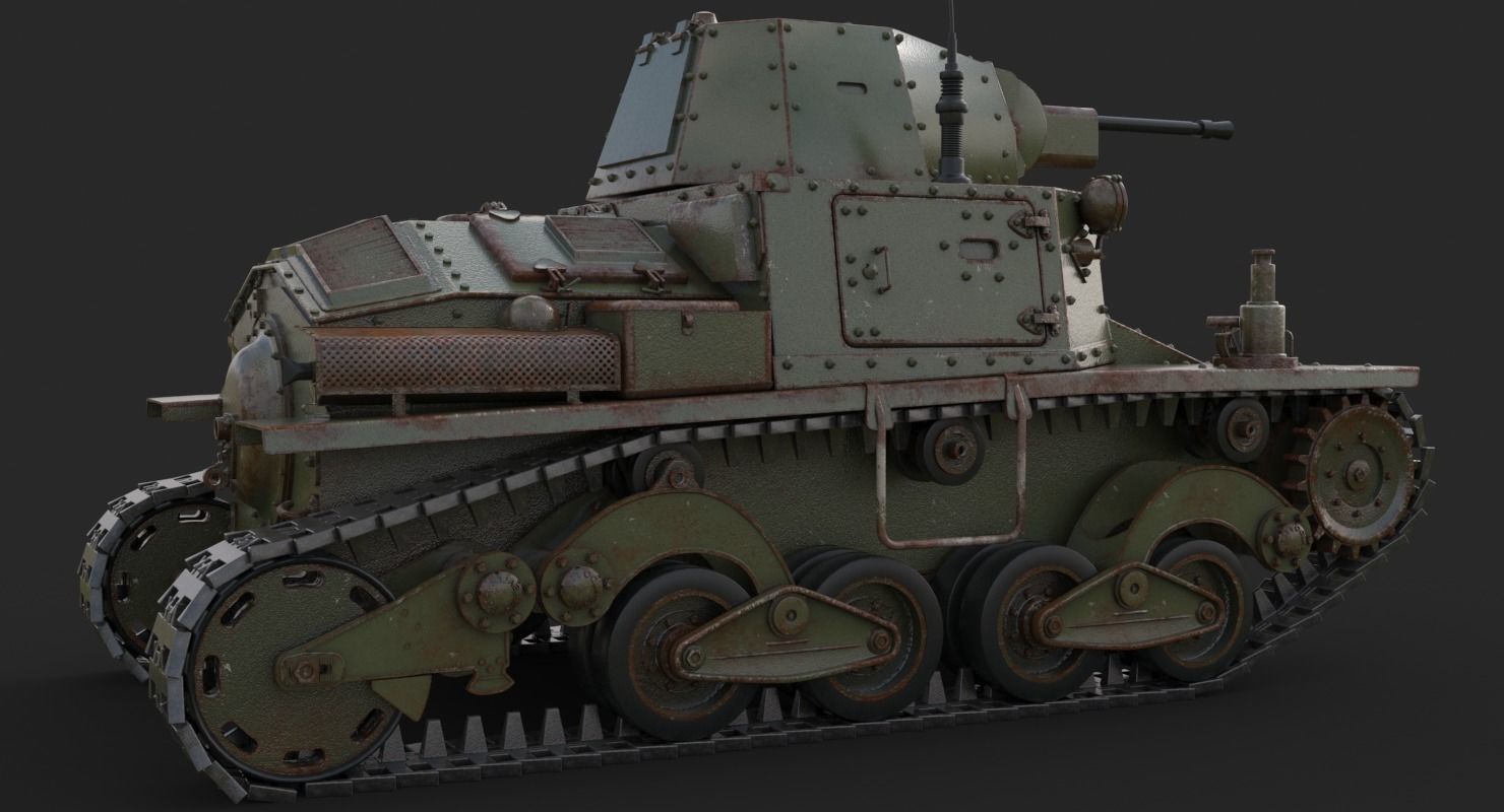 Tank L6 40 Green Ansaldo Fiat Italian Vray 3D model_10