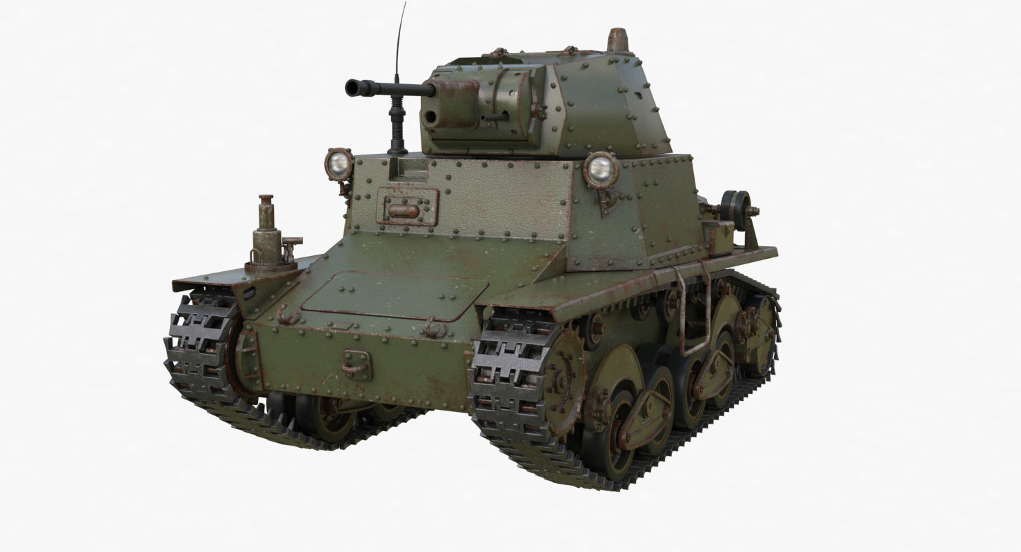 Tank L6 40 Green Ansaldo Fiat Italian Vray 3D model_36