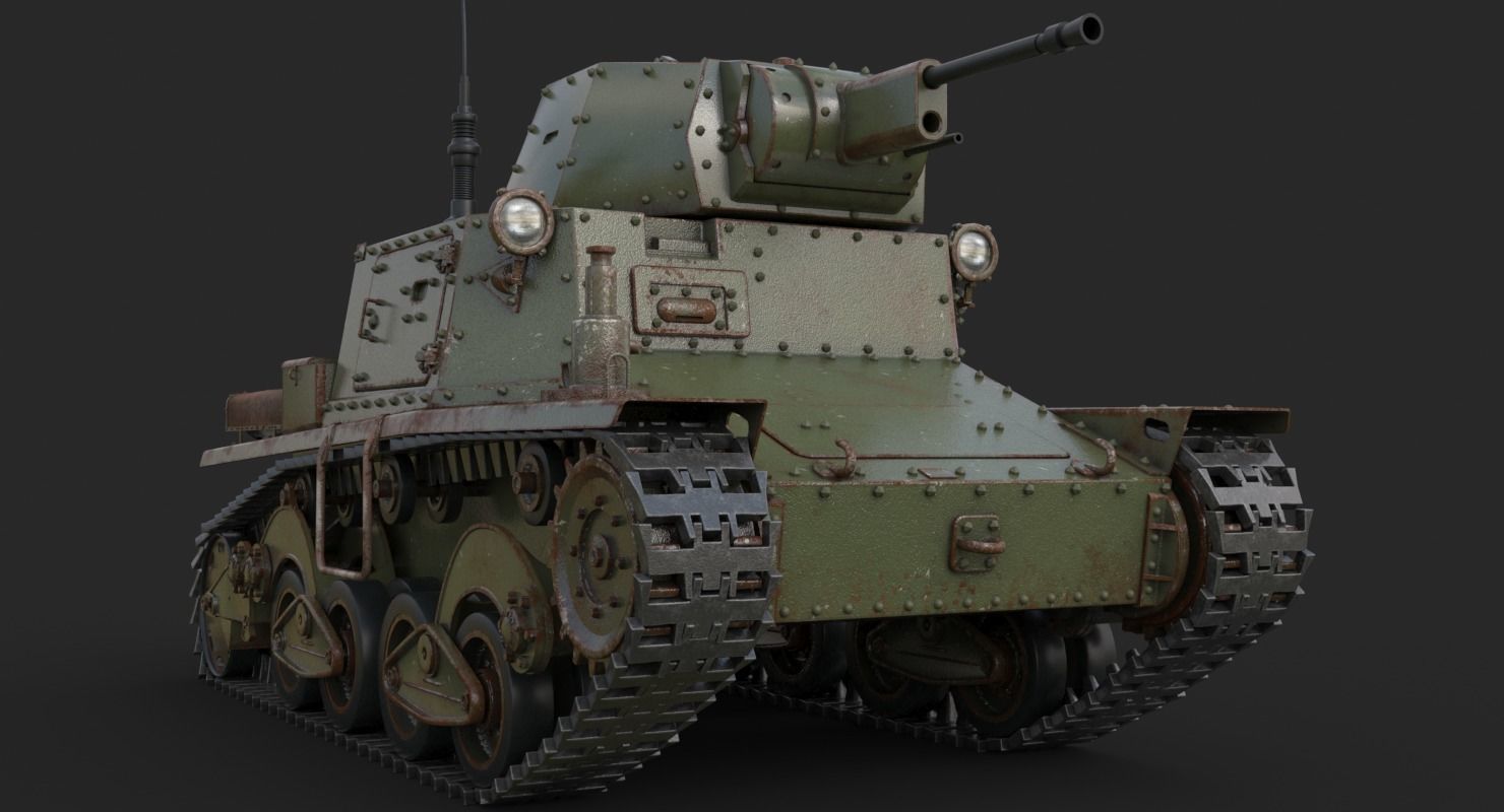 Tank L6 40 Green Ansaldo Fiat Italian Vray 3D model_11