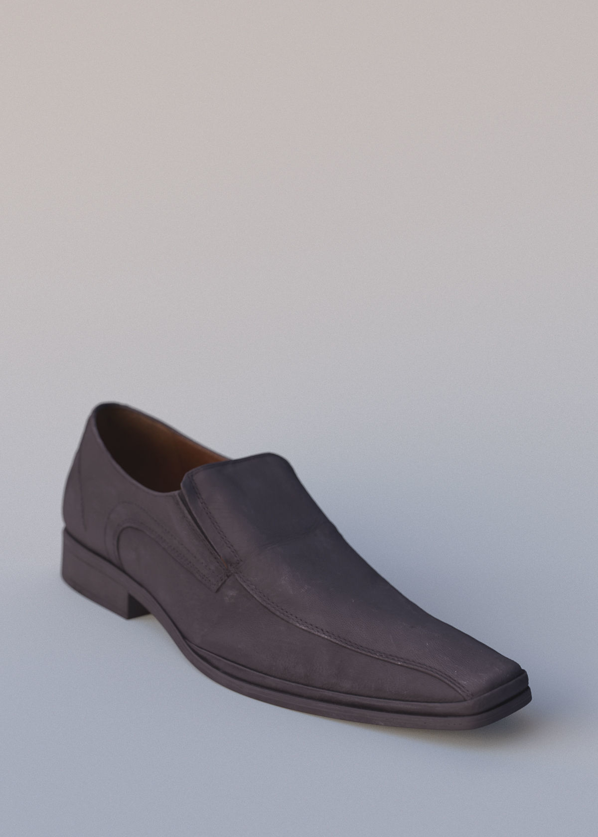 Man Leather Loafer Shoes 3D model_2