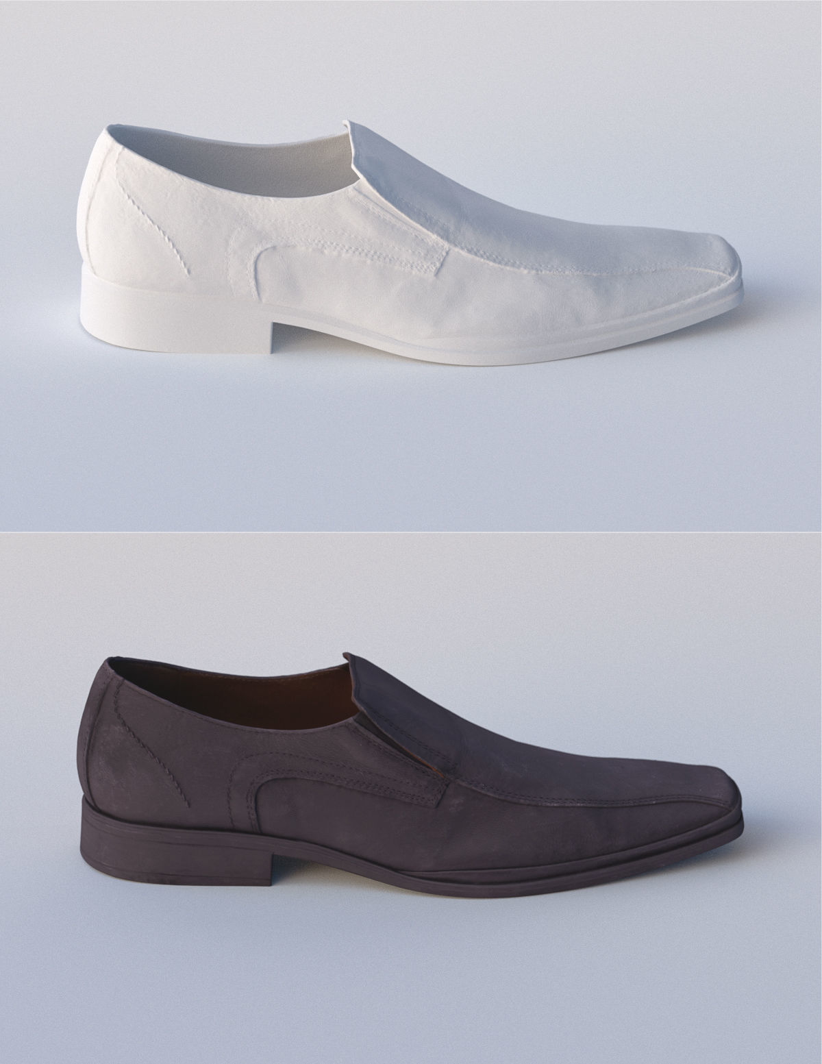 Man Leather Loafer Shoes 3D model_5