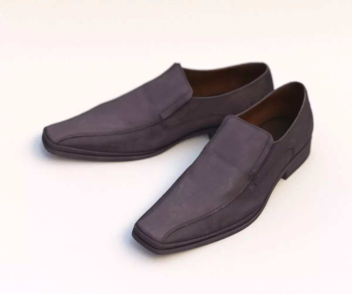 Man Leather Loafer Shoes 3D model_0