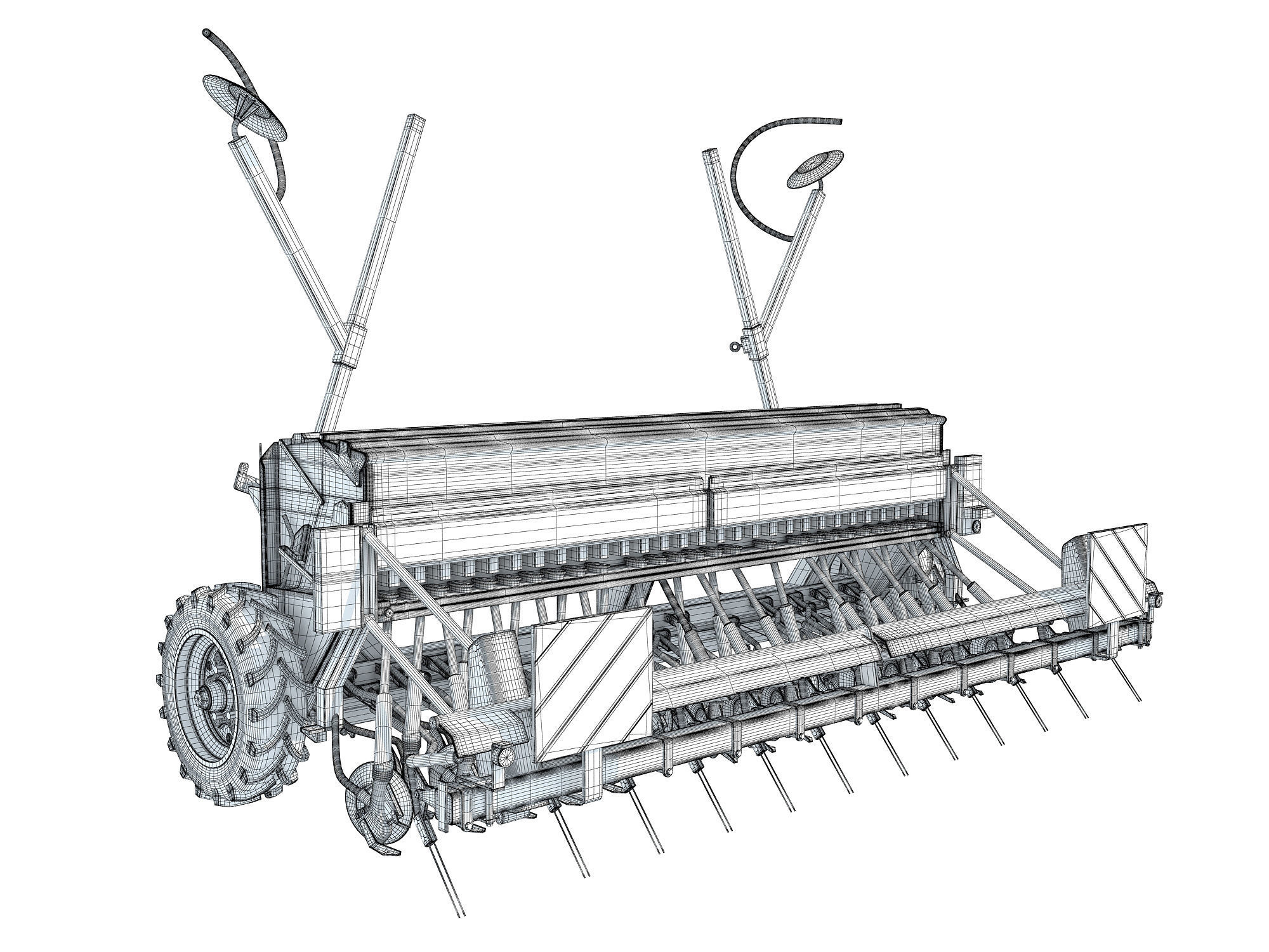 Seed Drill Seeder 3D model_12