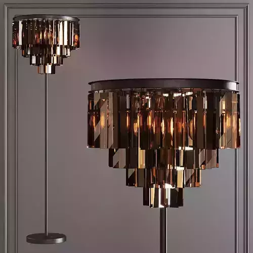 RH 1920S ODEON SMOKE GLASS FLOOR LAMP 4-TIER Black