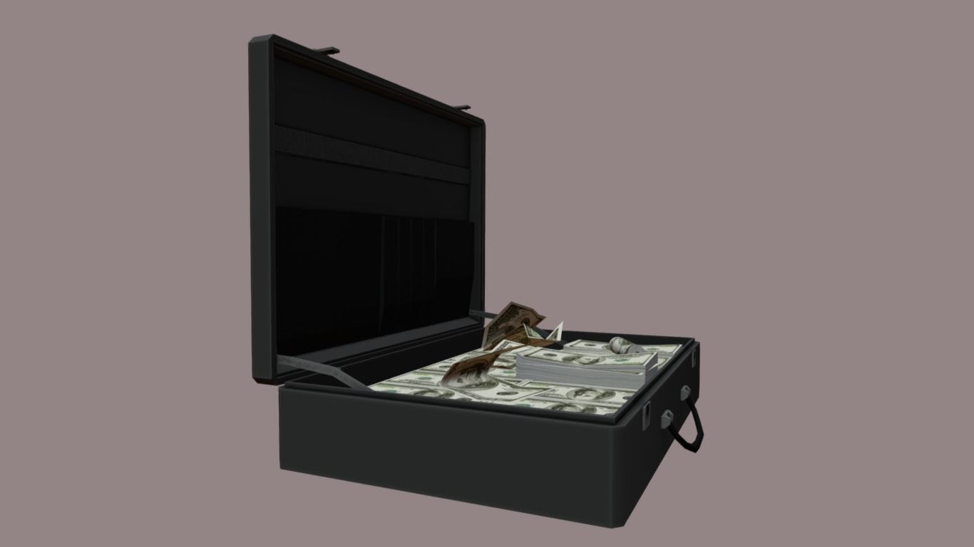 Suitcase with money Low-poly 3D model_5