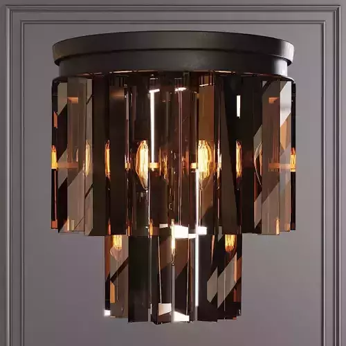 RH 1920S ODEON SMOKE GLASS FRINGE 2-TIER FLUSHMOUNT Black