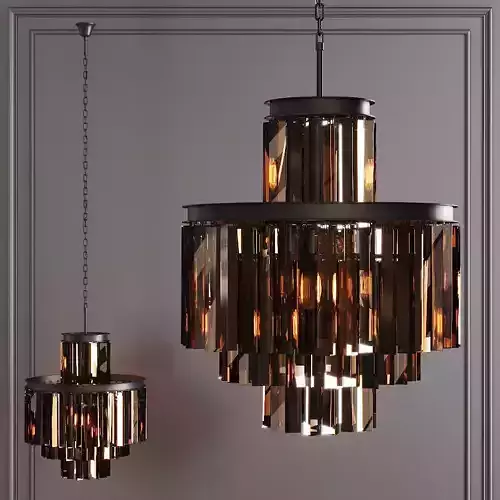RH 1920S ODEON SMOKE GLASS FRINGE 4-TIER CHANDELIER Black 