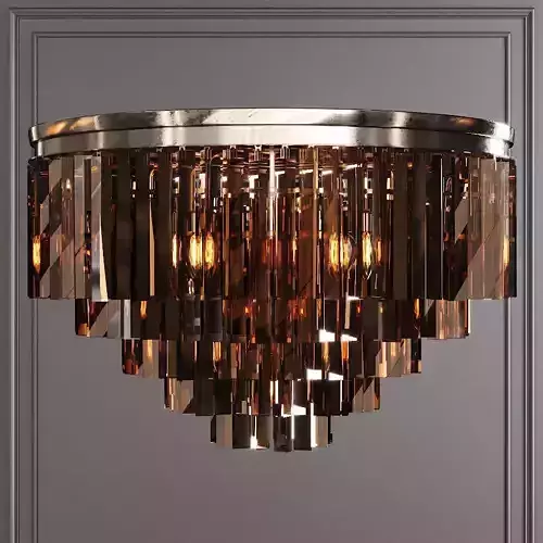 RH 1920S ODEON SMOKE GLASS FRINGE 5-TIER FLUSHMOUNT Nickel