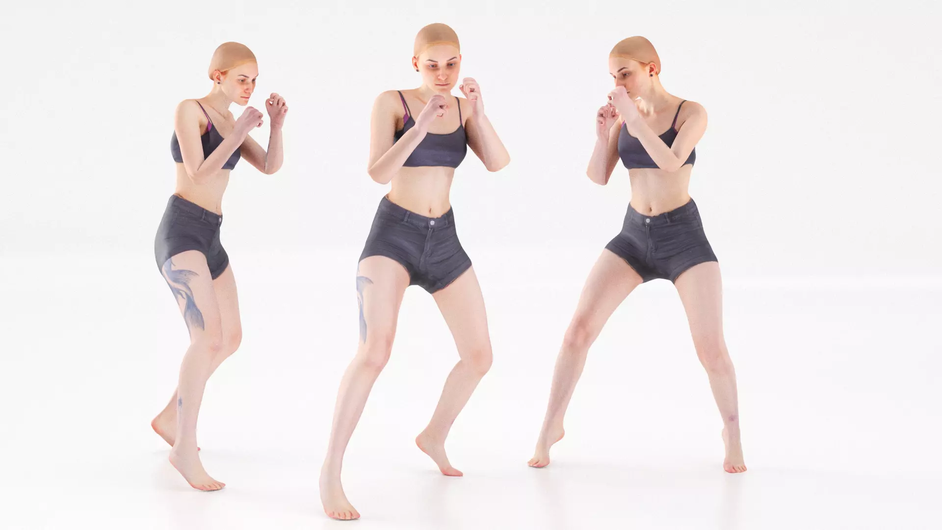 Scan sporty female rigged 04 Low-poly 3D model_0