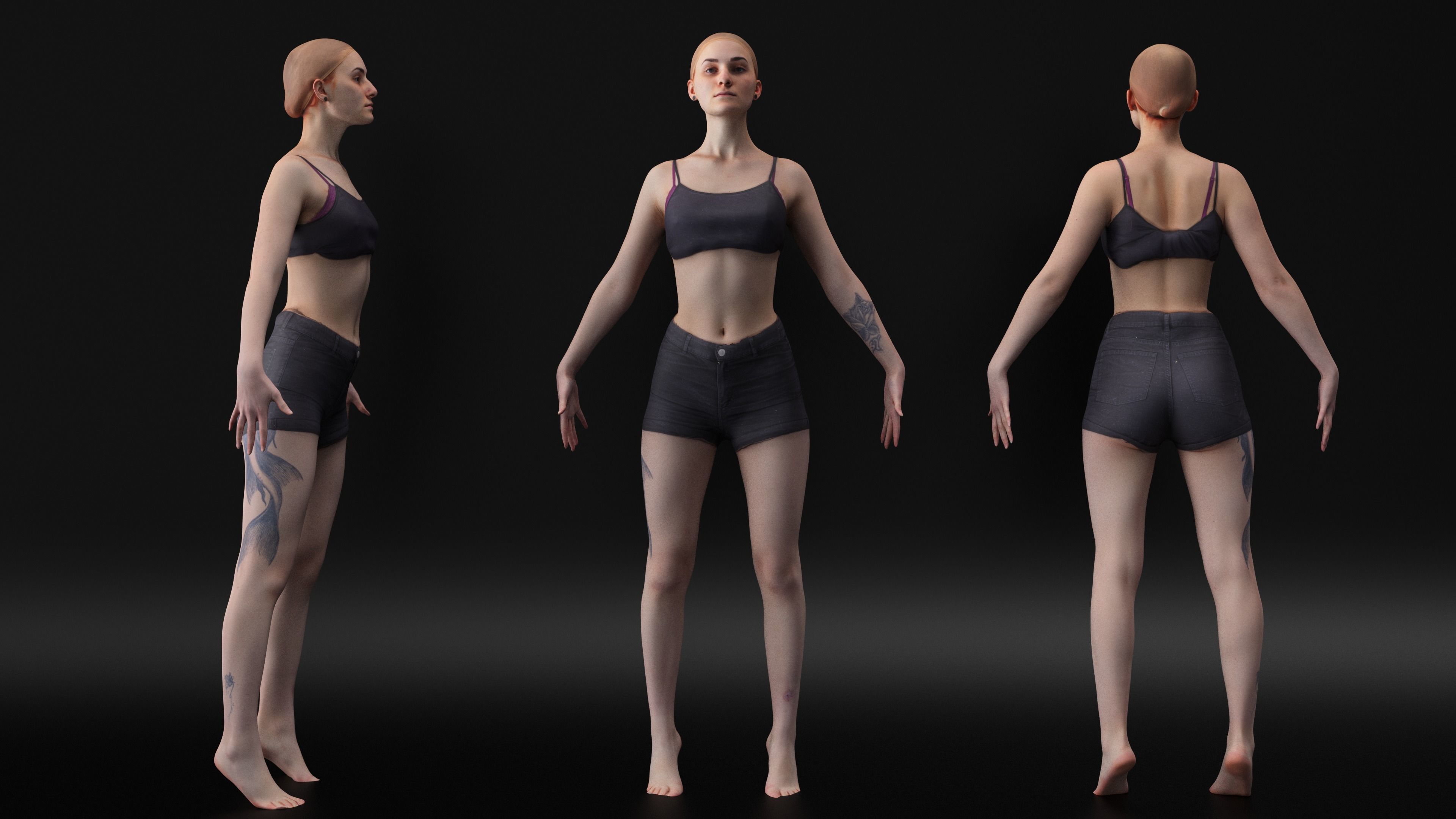 Scan sporty female rigged 04 Low-poly 3D model_4