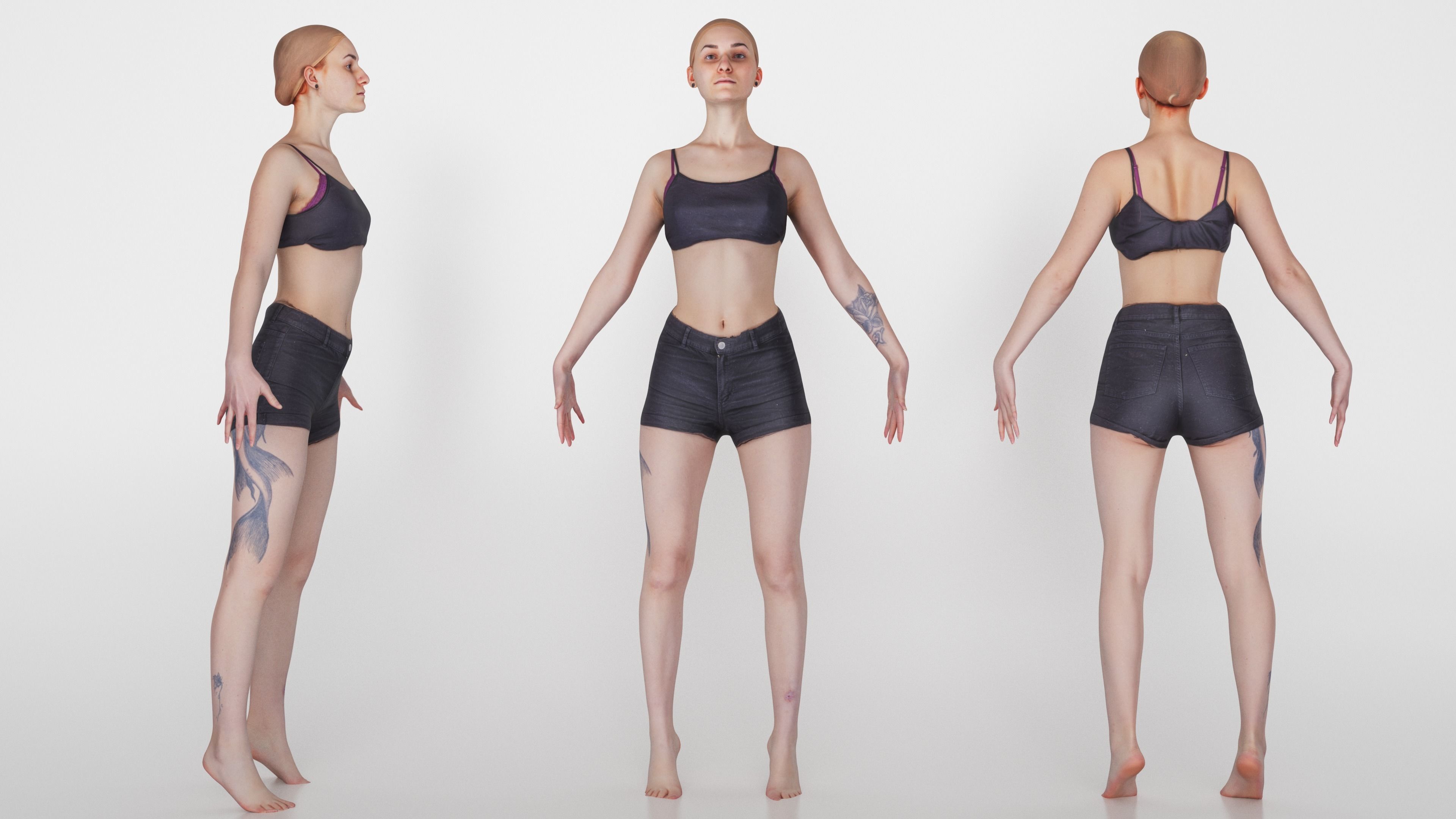 Scan sporty female rigged 04 Low-poly 3D model_3