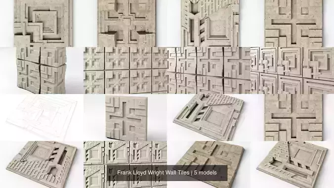 Frank Lloyd Wright Wall Tiles 3D Model Collection