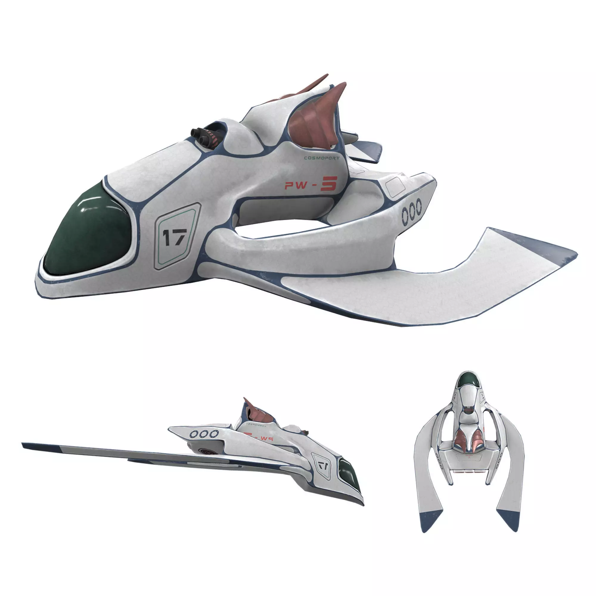 Sci-fi Aircraft Low-poly 3D model