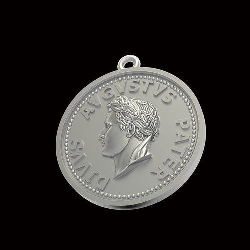 Pendant coin Divine Father Augustus stl 3D print model 3D print model