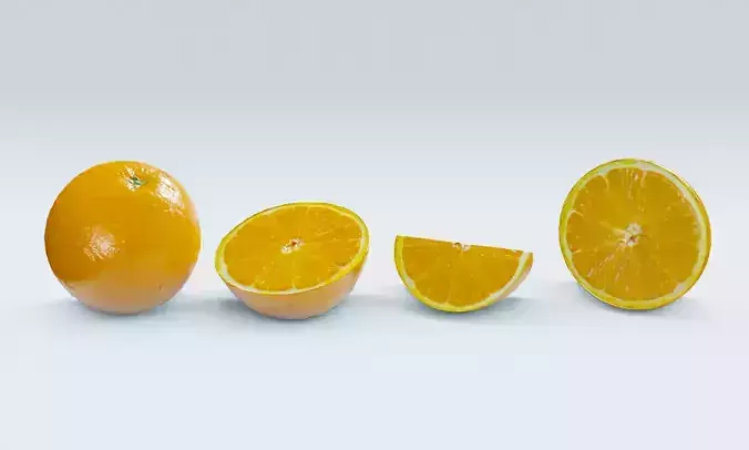 Orange set two oranges Low-poly 3D model