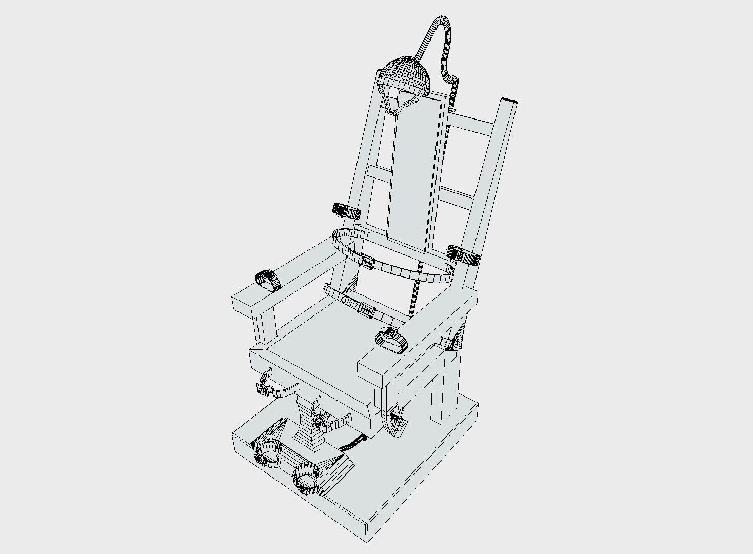 Low Poly PBR Electric Chair Low-poly 3D model_9