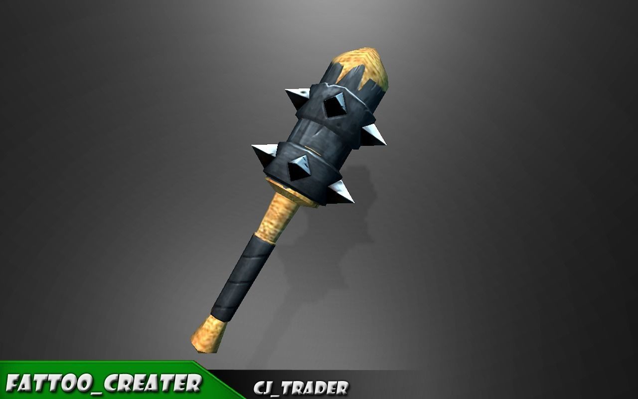 Bladed Mace Low poly Fantasy 3d model Low-poly 3D model_1