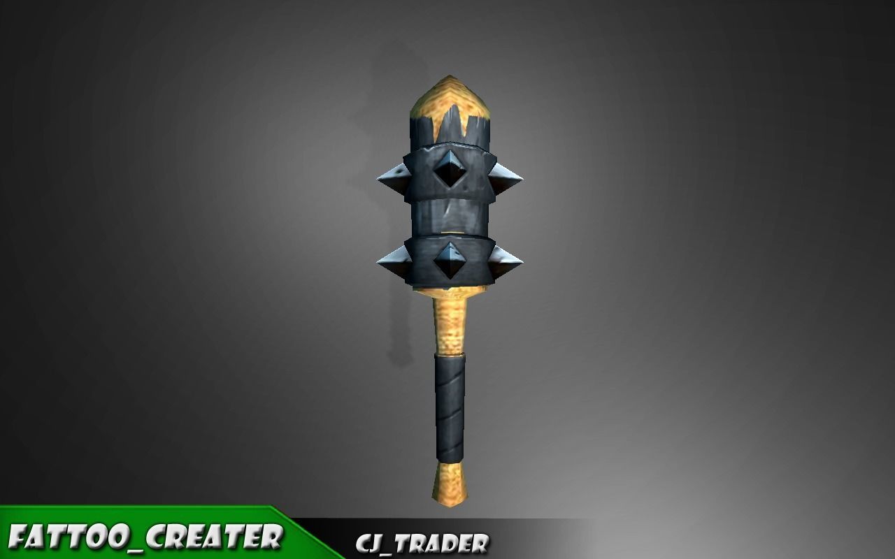 Bladed Mace Low poly Fantasy 3d model Low-poly 3D model_2